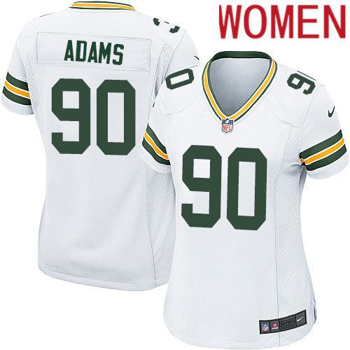 Women Green Bay Packers #90 Montravius Adams White Nike Game NFL Jersey->women nfl jersey->Women Jersey